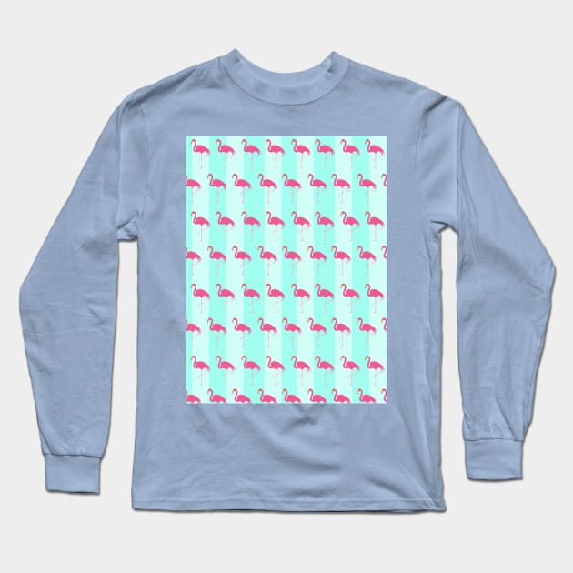 Pastel pink and blue flamingo Long Sleeve T-Shirt by Artisy Artist 
